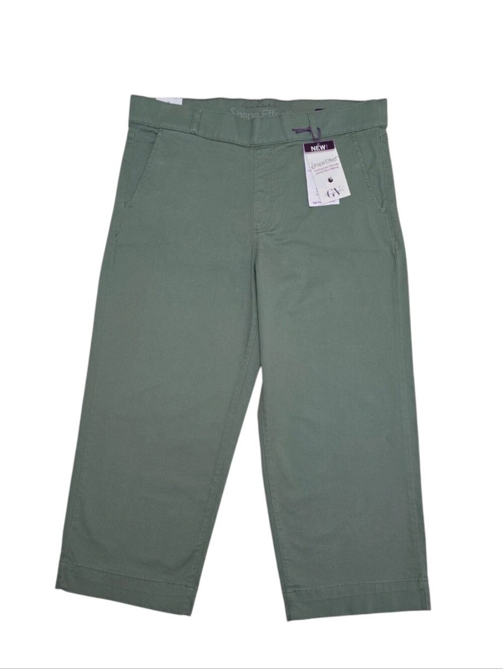 NWT Gloria Vanderbilt Pull On High Rise Wide Leg Crop Pants sz 16 Sage Green - Picture 11 of 11